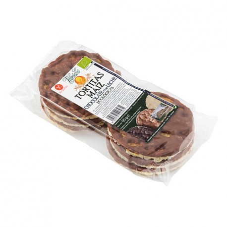 BIO TORTITAS de MAIZ con CHOCOLATE con LECHE 95g BIO TORTITAS de MAIZ con CHOCOLATE con LECHE 95g