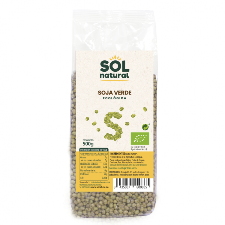 SOJA VERDE (JUDÍA MUNGO) 500G. ECO SOLNATURAL