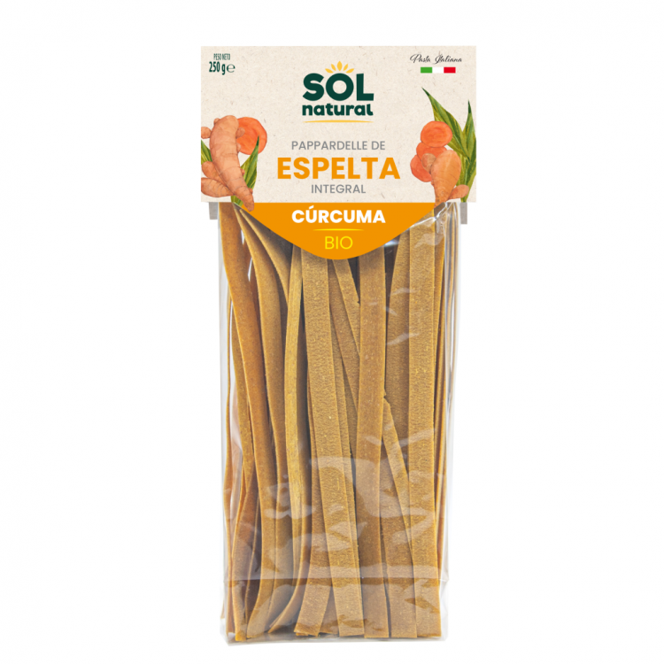 PAPARDELLE DE ESPELTA Y CÚRCUMA 250G.