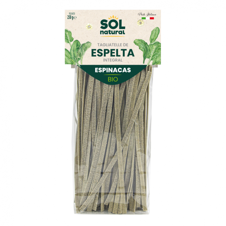 TAGLIATELLE DE ESPELTA CON ESPINACAS BIO