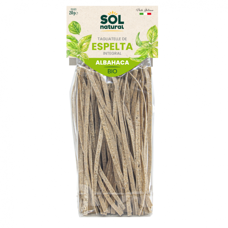 TAGLIATELLE DE ESPELTA CON ALBAHACA BIO