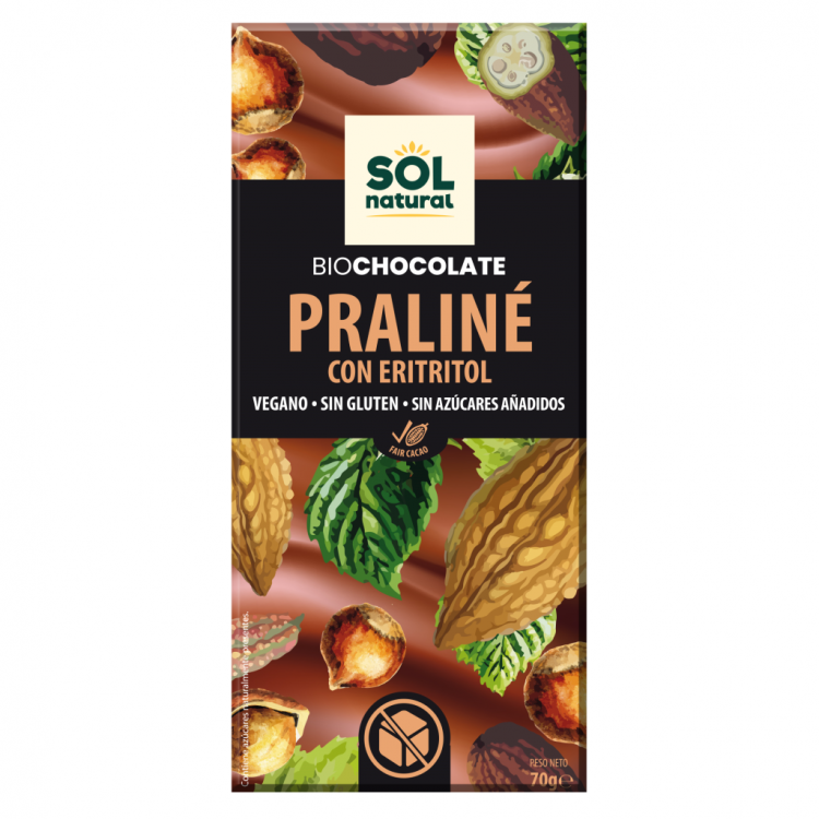 TABLETA CHOCOLATE PRALINÉ CON ERITRITOL
