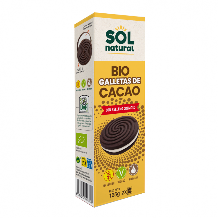Galleta cacao relleno de cremoso bio Solnatural