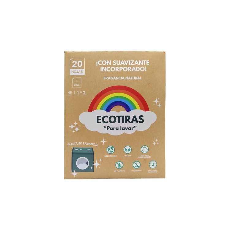 ECO-TIRAS DETERGENTE PARA LAVADORA CON SUAVIZANTE 40 LAVADOS