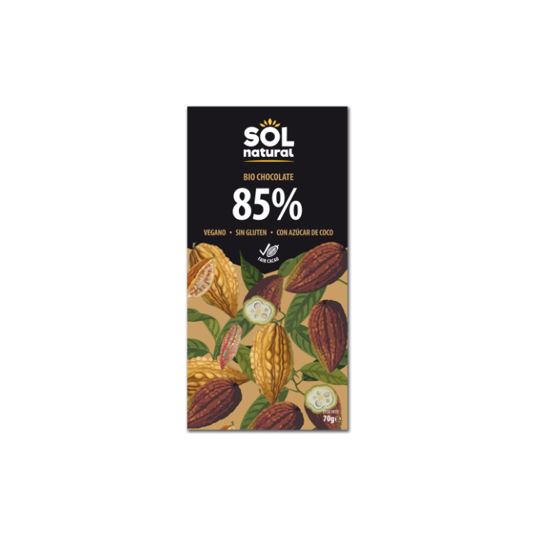 TABLETA DE CHOCOLATE NEGRO CACAO 85% BIO